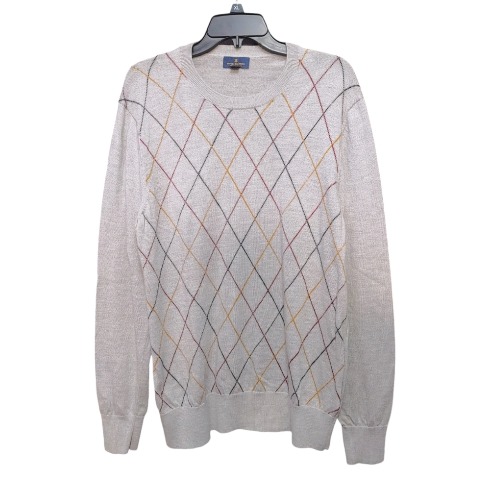 Brooks Brothers Gray Wool Diamond Stitch Crew Neck Sweater Mens Size Large L